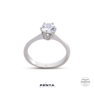 Penta Silver - Altı Tırnak Swarovski Tektaş Gümüş Yüzük (1)