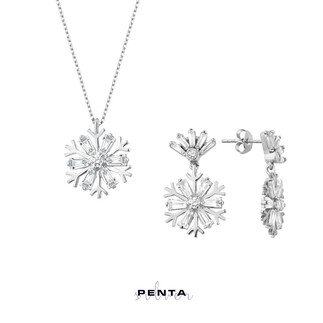 Penta Silver - Baget Kar Tanesi Kolye Küpe Gümüş Takı Seti