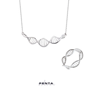 Penta Silver - DNA Gümüş Kolye Yüzük İkili Takı Seti