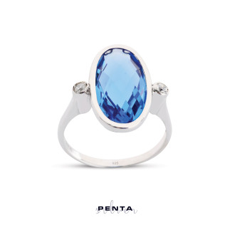 Penta Silver - Oval Sıvama Taşlı Gümüş Yüzük (1)